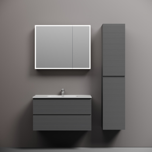 Тумба под раковину Sancos FOLK FL90GS 89х45х50 подвесная цвет серый - фото 2